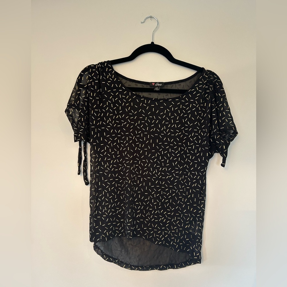 GUESS Black & Gold Sprinkles Patterned Top